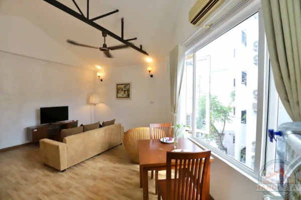 Apartment for rent in Linh Lang st, Ba Dinh, spacious living room, wooden floor 20