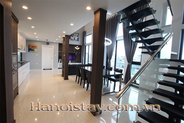 Beautiful Duplex Two Bedroom Apartment Rental in Yen Phu Area, Tay Ho District, Open Lake View 5
