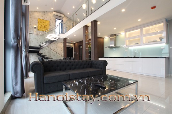 Beautiful Duplex Two Bedroom Apartment Rental in Yen Phu Area, Tay Ho District, Open Lake View 7