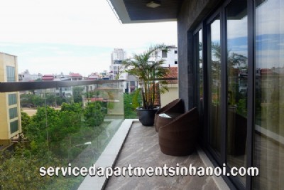 Sophisticated Two Bedroom Serviced Apartment in Tay Ho: Luxury Building, Lovely Balcony & View