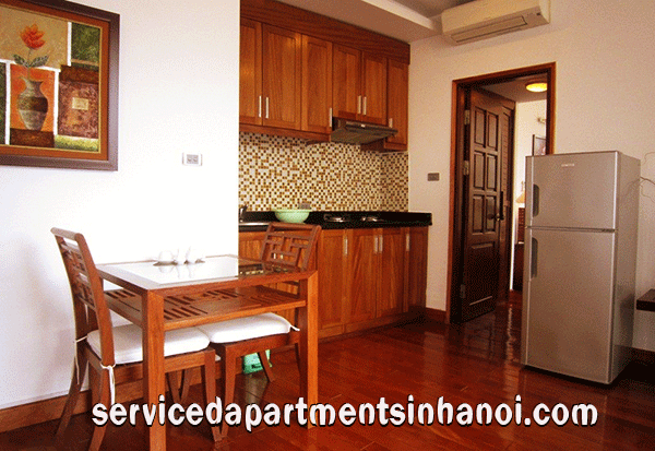 Bright one bedroom apartment rental in Truc Bach area, wooden floor 2