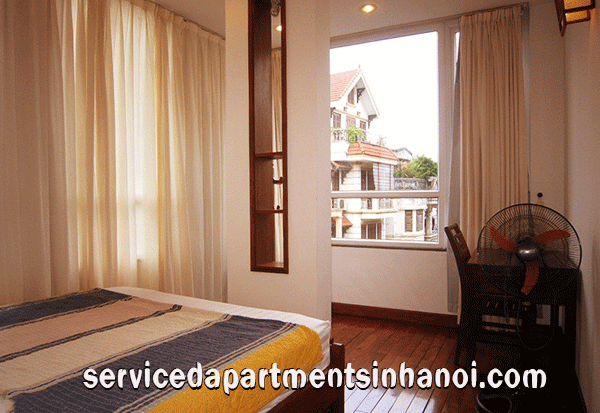Bright one bedroom apartment rental in Truc Bach area, wooden floor 4