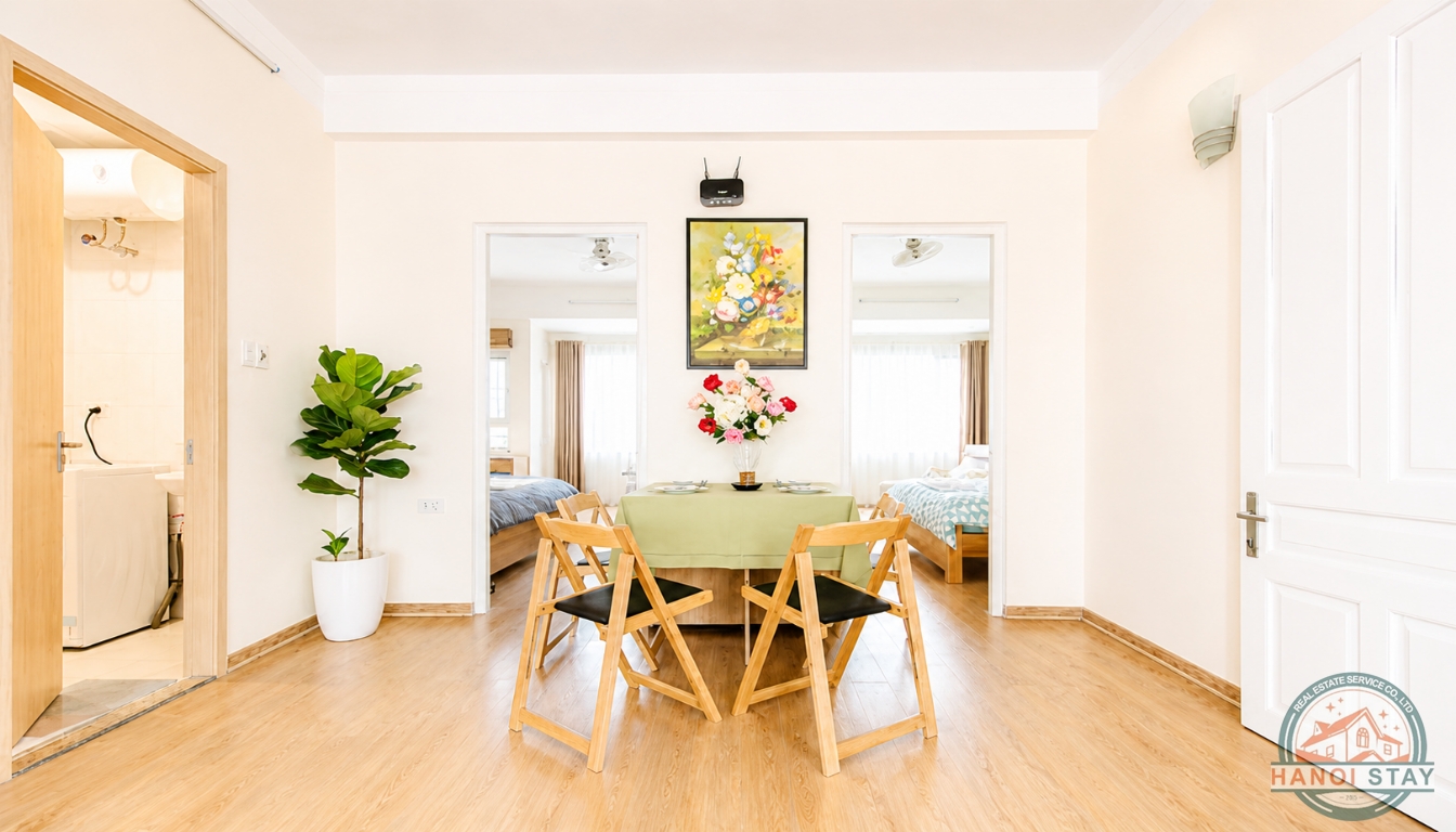 Bright & Well-Designed 2 Bedroom Apartment for rent near Hoang Hoa Tham str, Ba Dinh 1