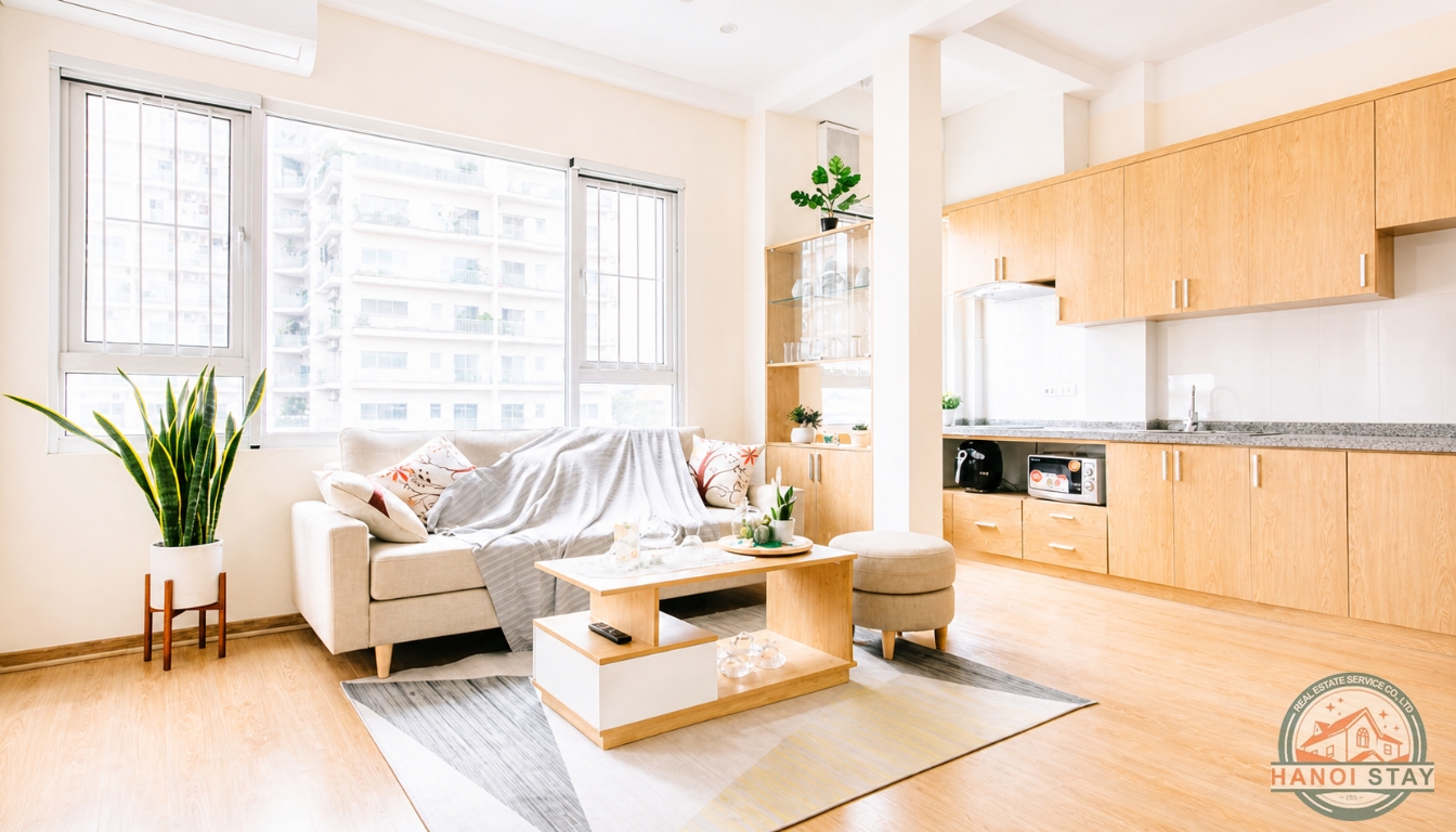 Bright & Well-Designed 2 Bedroom Apartment for rent near Hoang Hoa Tham str, Ba Dinh 6