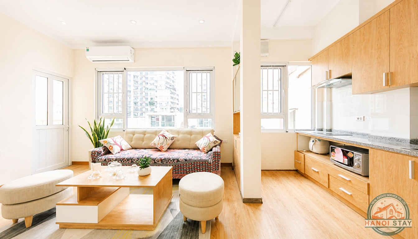 Bright & Well-Designed 2 Bedroom Apartment for rent near Hoang Hoa Tham str, Ba Dinh 7
