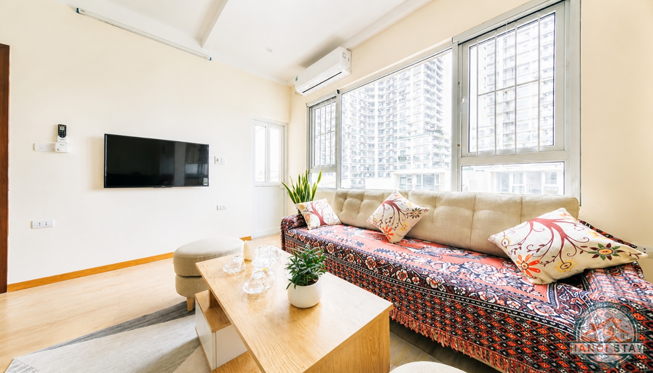 Bright & Well-Designed 2 Bedroom Apartment for rent near Hoang Hoa Tham str, Ba Dinh 3