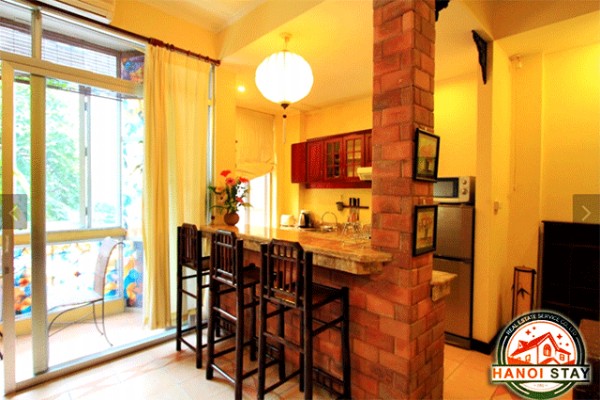 Classic style two bedroom apartment rental in Ba Dinh, close to EVN Tower 4