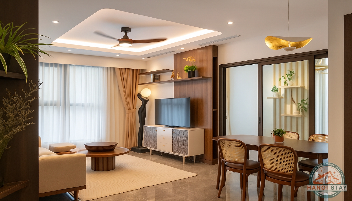 Deluxe 02 BR Apartment for rent in Nguyen Hong Area, Dong Da 3