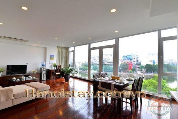 Lake View Modern Two Bedroom Apartment For Rent in Truc Bach Area, Ba Dinh 1
