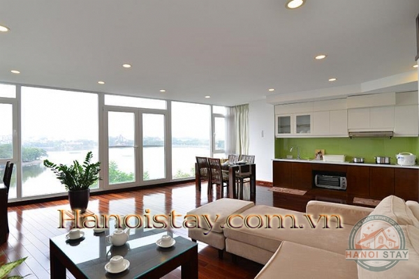 Lake View Modern Two Bedroom Apartment For Rent in Truc Bach Area, Ba Dinh 4