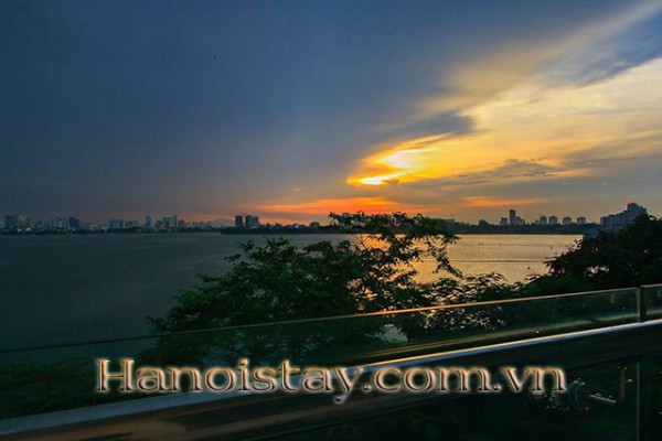 Lake View Serviced Apartment Rental in Yen Phu Area. Tay Ho District with Lovely Balcony 2