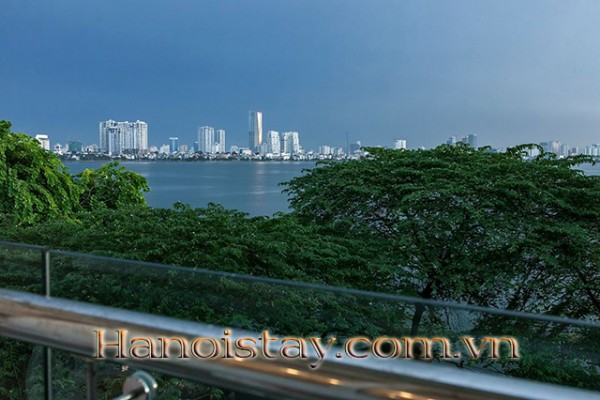 Lake View Serviced Apartment Rental in Yen Phu Area. Tay Ho District with Lovely Balcony 4