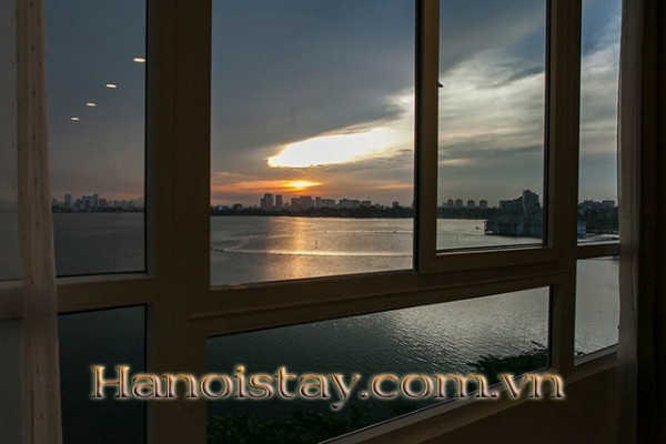Lake View Serviced Apartment Rental in Yen Phu Area. Tay Ho District with Lovely Balcony 10