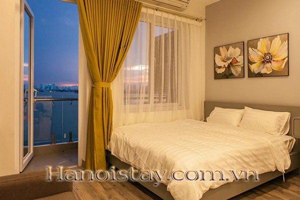 Lake View Serviced Apartment Rental in Yen Phu Area. Tay Ho District with Lovely Balcony 15