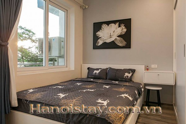 Lake View Serviced Apartment Rental in Yen Phu Area. Tay Ho District with Lovely Balcony 9