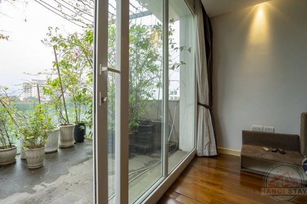 *Large balcony, sunny living space with open view Tay Ho Apartment for rent* 4