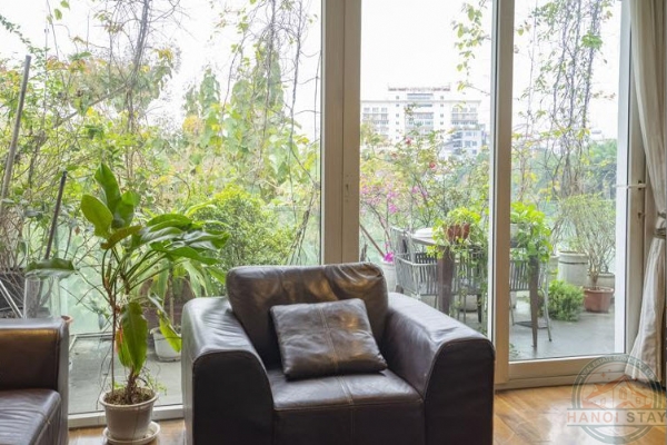 *Large balcony, sunny living space with open view Tay Ho Apartment for rent* 12