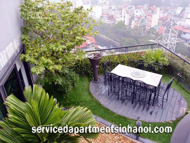 Luxury two bedroom apartment rental in Truc Bach Area, Lovely balcony, Beautiful terrace 15