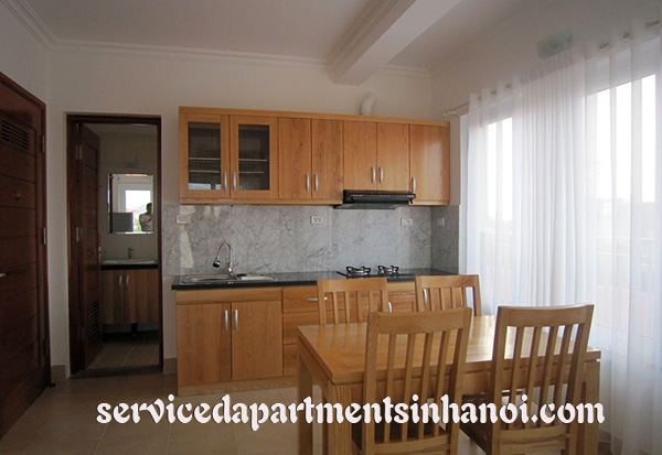 Serviced apartment for rent in Tay Ho street, one bedroom, wooden floor 4