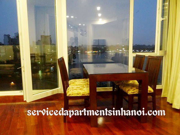 Shiny serviced apartment for rent in Truc Bach, panorama Lakeview, wooden floor 3
