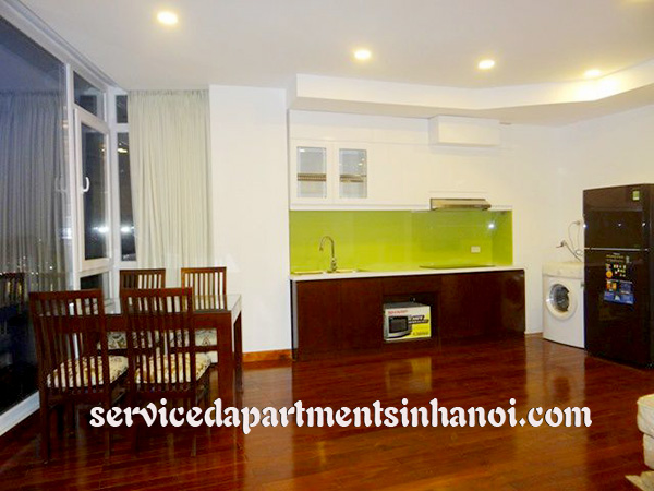Shiny serviced apartment for rent in Truc Bach, panorama Lakeview, wooden floor 4