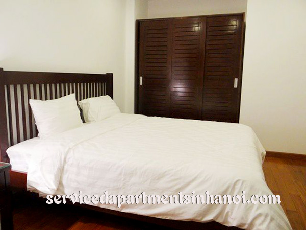 Shiny serviced apartment for rent in Truc Bach, panorama Lakeview, wooden floor 9