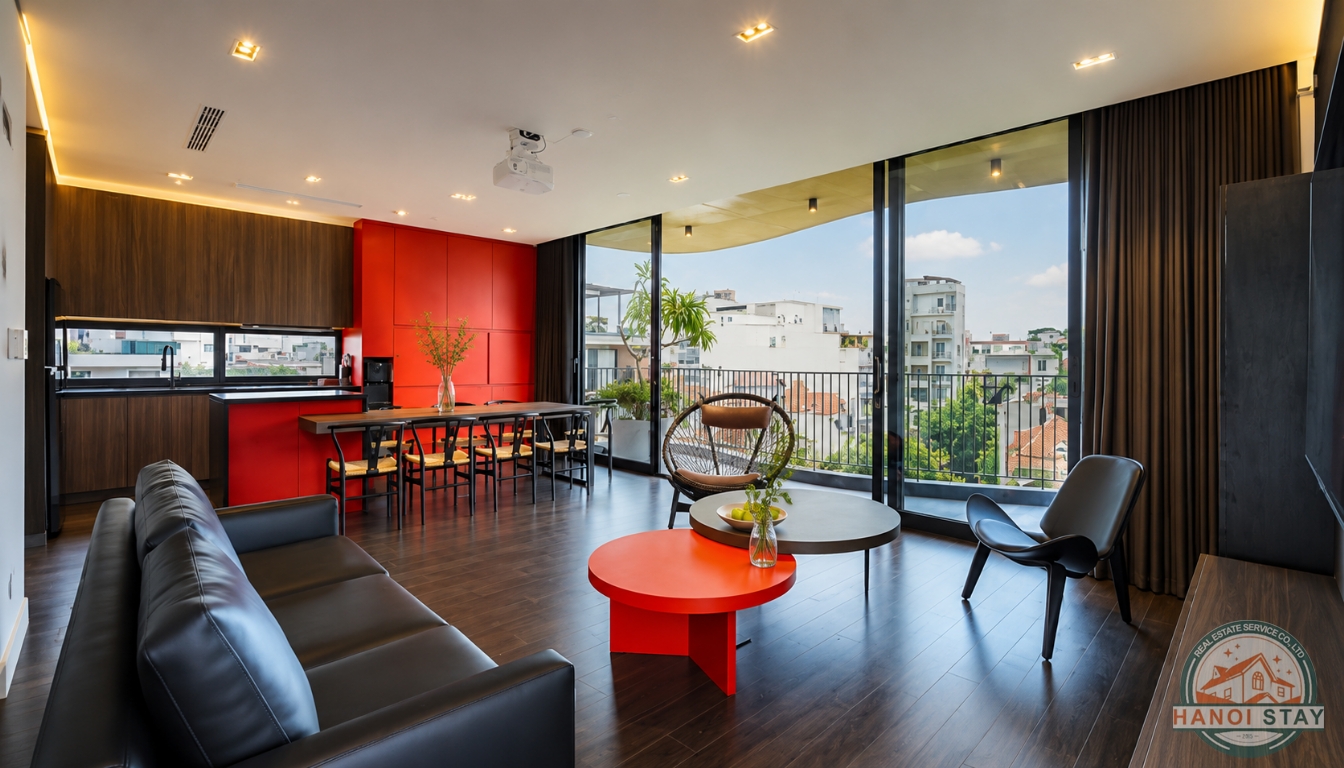Sleek & Stylish: 3-Bedroom Apartment for Rent in To Ngoc Van with Green Views 2