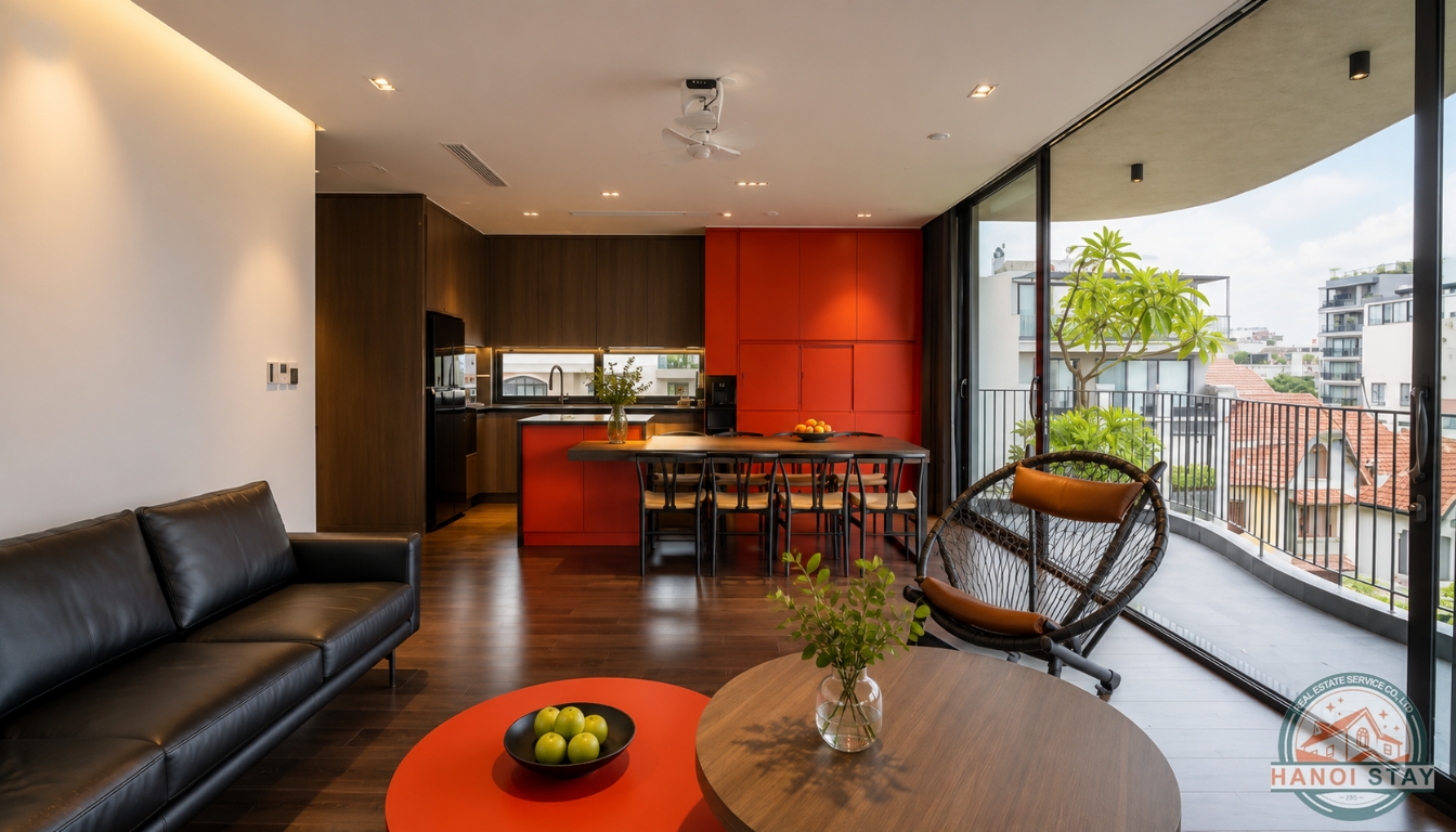 Sleek & Stylish: 3-Bedroom Apartment for Rent in To Ngoc Van with Green Views 5