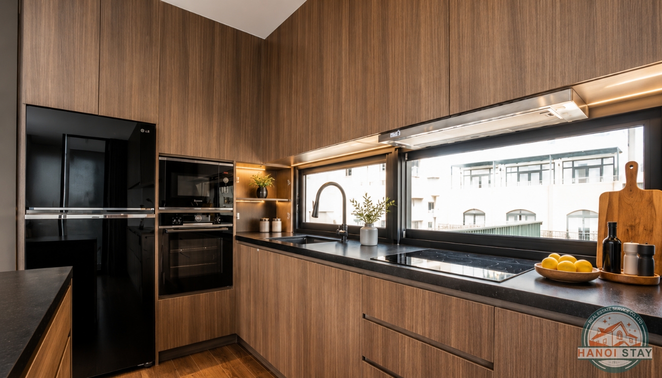 Sleek & Stylish: 3-Bedroom Apartment for Rent in To Ngoc Van with Green Views 9
