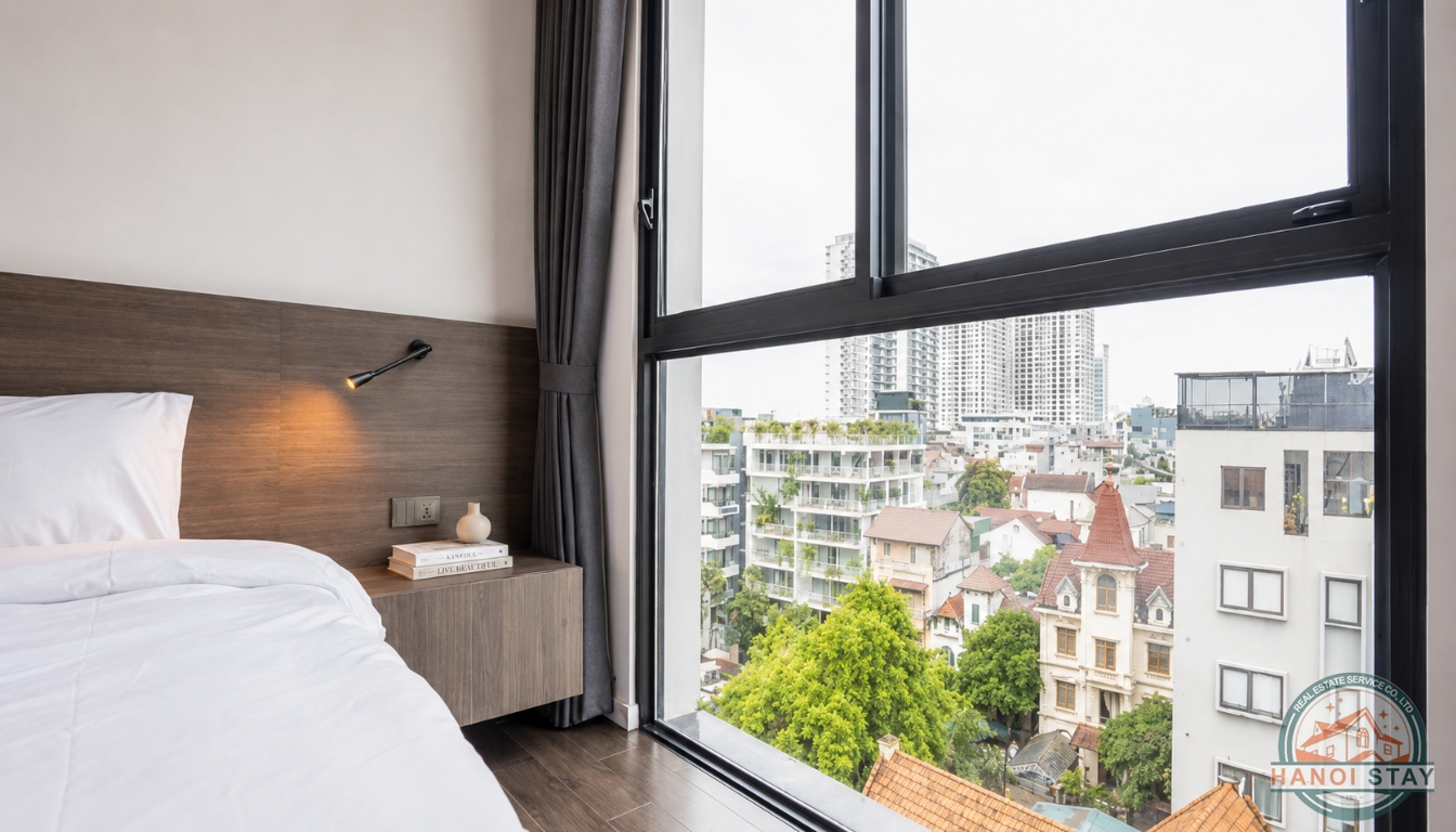 Sleek & Stylish: 3-Bedroom Apartment for Rent in To Ngoc Van with Green Views 5