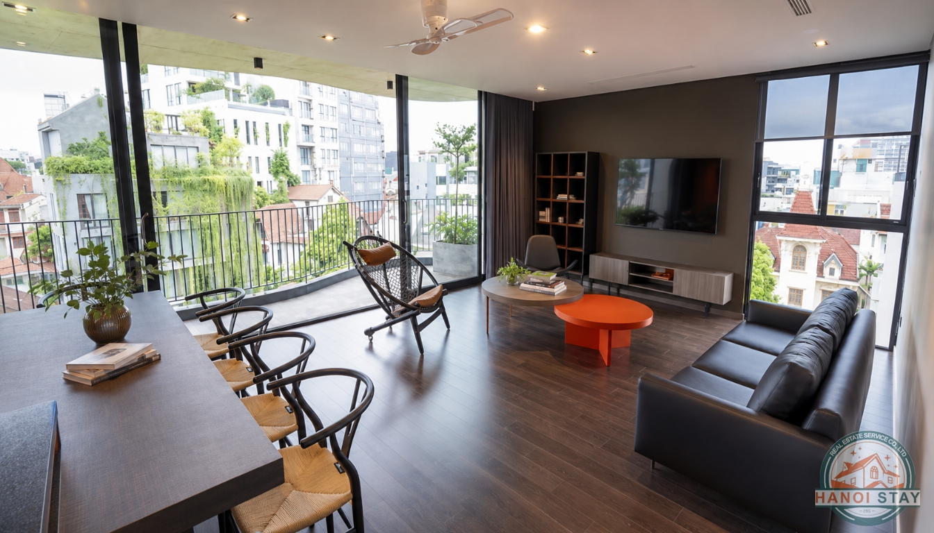 Sleek & Stylish: 3-Bedroom Apartment for Rent in To Ngoc Van with Green Views 7