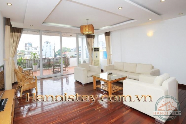 Super Bright & Spacious Two Bedroom Property For Rent in Truc Bach Area, Ba Dinh, Big Balcony 1