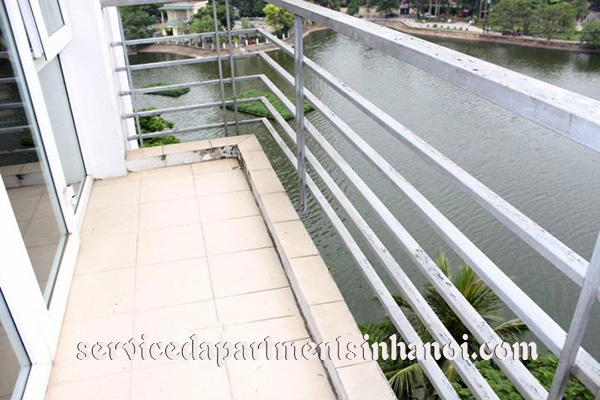 Truc Bach Lake view serviced apartment for rent, balcony, spacious living room 3