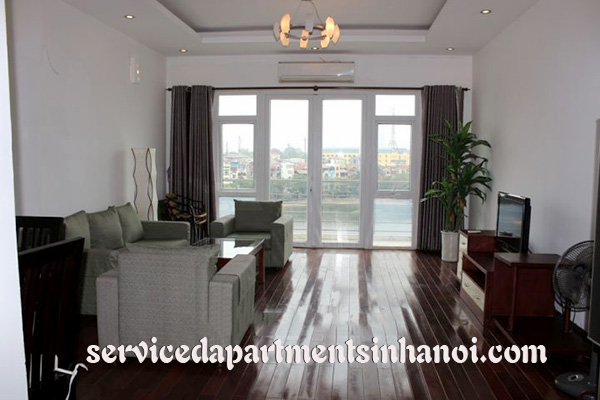 Truc Bach Lake view serviced apartment for rent, balcony, spacious living room 4