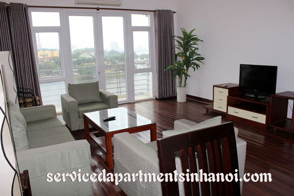 Truc Bach Lake view serviced apartment for rent, balcony, spacious living room 5